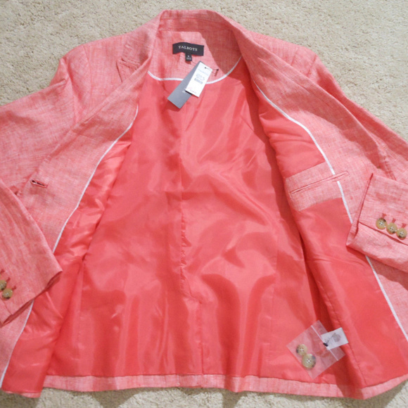 TALBOTS Cross-Dyed Linen Blazer NWT CORAL Jacket - Picture 6 of 6